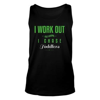 I Work Out I Chase Toddlers Funny Teacher Daycare Unisex Tank Top | Mazezy