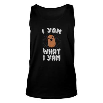 I Yam What I Yam Funny Potato Pun Thanksgiving Unisex Tank Top - Thegiftio