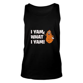 I Yam What I Yam Funny Thankgiving Food Pun Cute Art Unisex Tank Top - Thegiftio