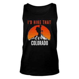 I'd Hike That Colorado Sunset Mountain Hiker Unisex Tank Top | Mazezy