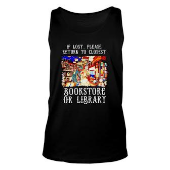 If Lost Please Return To Closet Bookstore Or Library Unisex Tank Top | Mazezy