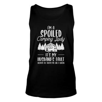 Im A Spoiled Camping Lady Funny Husband Camp Camper Wife Unisex Tank Top - Thegiftio UK