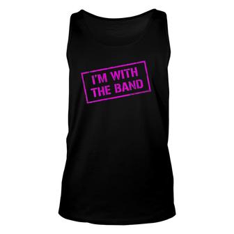 Womens I'm With The Band Rock Concert Music Band Pink Tank Top | Mazezy
