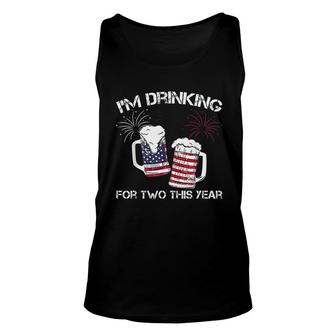 Im Drinking For Two Pregnancy 4th Of July For New Dad Unisex Tank Top - Seseable