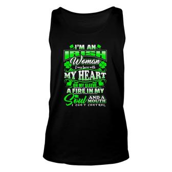 I'm An Irish Woman Born With Heart Sleeve Fire Soul Mouth Premium Tank Top | Mazezy
