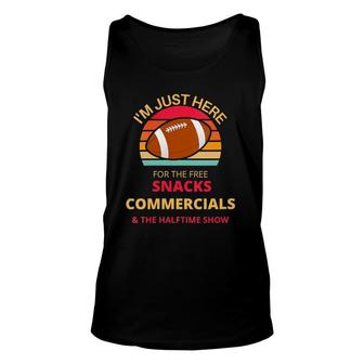 Womens I'm Just Here For The Free Snacks Commercials Halftime Show Tank Top | Mazezy AU