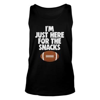 Womens I'm Just Here For The Snacks Quote Football Gameday Fun Tank Top | Mazezy