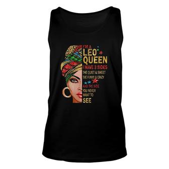 Womens I'm A Leo Queen Afro Melanin Woman Headwrap Black History V Neck Tank Top | Mazezy