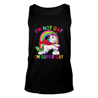 Im Not Gay Im Super Gay Unicorn Lgbt Pride Flag Rainbow Unisex Tank Top - Thegiftio UK