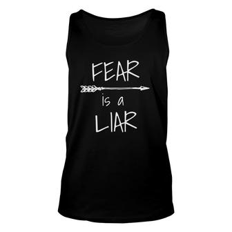 Womens Inspirational Fear Is A Liar 1 John 418 Christian Faith Tank Top | Mazezy