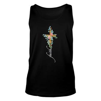 Inspirational Religious Gifts Rose Flower Cross Faith Unisex Tank Top | Mazezy AU