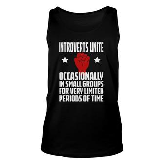 Introverts Unite Occasionally In Small Introverts S Unisex Tank Top | Mazezy
