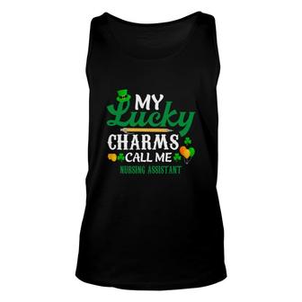 Irish St Patricks Day My Lucky Charms Call Me Nursing Assistant Job Title Tank Top | Mazezy