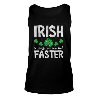 Womens Irish I Was A Wee Bit Faster St Patrick's Day Slow Runner Tank Top | Mazezy