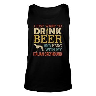 Italian Greyhound Dad Drink Beer Hang With Dog Vintage Tank Top | Mazezy