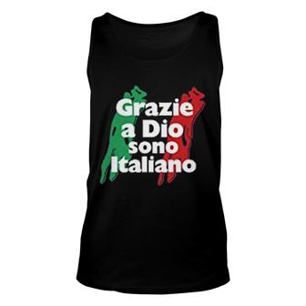 Italian Language Thank God I Am Italian Unisex Tank Top | Mazezy