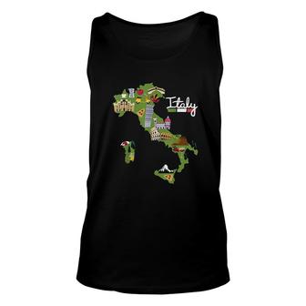 Italy Travel Map Unisex Tank Top | Mazezy