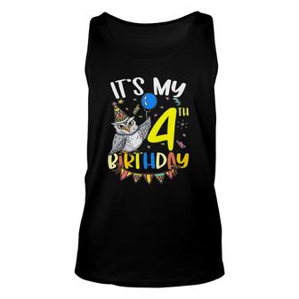 It's My 4Th Birthday Owl Bird Birthday Party Balloon Unisex Tank Top | Mazezy