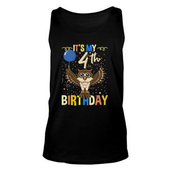 It's My 4Th Birthday Owl Bird Unisex Tank Top | Mazezy