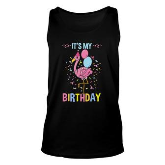 It's My Birthday Pink Flamingo Unisex Tank Top | Mazezy CA
