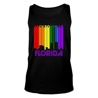 Jacksonville Florida Lgbtq Gay Pride Rainbow Skyline Unisex Tank Top | Mazezy