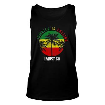 Jamaica Is Calling I Must Go Jamaican Beach Vacation Sunset Unisex Tank Top | Mazezy
