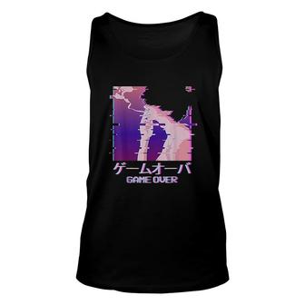 Japanese Vaporwave Aesthetic Egirl Eboy Smoking Sad Anime Boy Game Over Aesthetic Unisex Tank Top - Thegiftio
