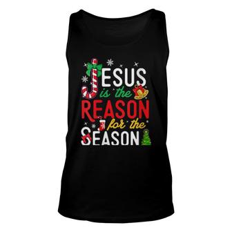 Jesus Is The Reason For Christmas Christian Xmas Stocking Unisex Tank Top | Mazezy
