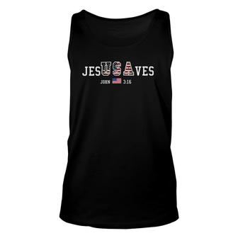 Jesus Saves Usa American Flag Unisex Tank Top | Mazezy