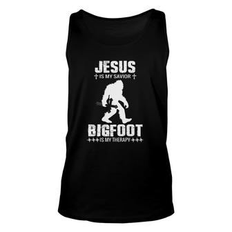 Jesus Is My Savior Bigfoot Is My Therapy Bigfoot Silhouette Version Tank Top | Mazezy