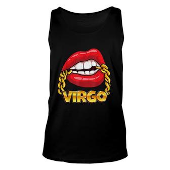 Juicy Lips Gold Chain Virgo Zodiac Sign Unisex Tank Top | Mazezy