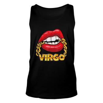 Juicy Lips Gold Chain Virgo Zodiac Sign Unisex Tank Top | Mazezy
