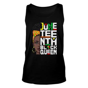 Juneteenth Black Queen Melanin Afro Headwrap African Map Raised Fist Tank Top | Mazezy