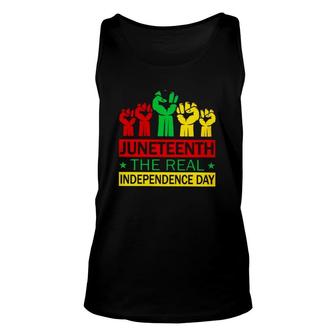 Juneteenth The Real Independence Day Colorful Raised Fists Unisex Tank Top | Mazezy CA