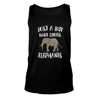 Just A Boy Who Loves Elephants Elephant Lover Gift Graphic Unisex Tank Top - Thegiftio UK