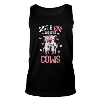 Just A Girl Who Loves Cows Farmers Cow Lover Kids Girls Unisex Tank Top - Seseable