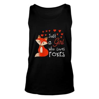 Just A Girl Who Loves Foxes Cute Looking Fox Unisex Tank Top - Thegiftio UK