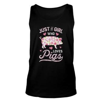 Just A Girl Who Loves Pigs Funny Pig Farmer Gifts Unisex Tank Top - Thegiftio UK