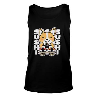 Kawaii Sushi Cute Anime Dog Corgi Japanese Food Nigiri Dark Unisex Tank Top - Thegiftio