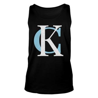 Kc Royal Blue & Baby Blue Kansas City Letters Kc Initials Unisex Tank Top | Mazezy