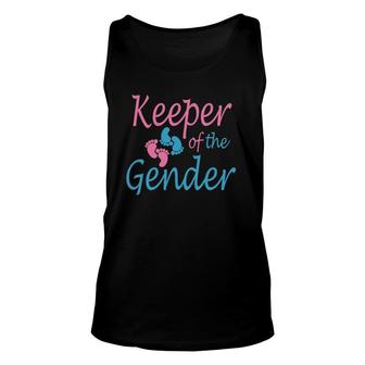 Keeper Of The Gender Reveal White - Baby Announcement Idea Unisex Tank Top | Mazezy UK