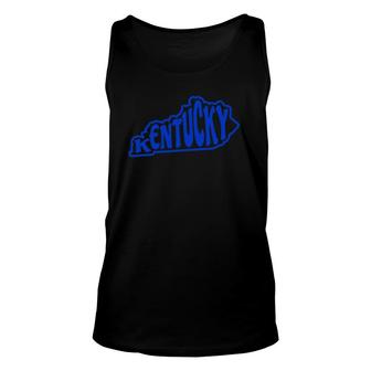 Kentucky Outline In Blue Commonwealth Of Kentucky Unisex Tank Top | Mazezy