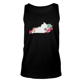 Kentucky Vintage Rose State Map Pride Patriotic Floral Unisex Tank Top | Mazezy