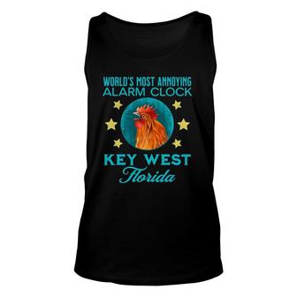Key West Florida Alarm Clock Chicken Rooster Souvenir Unisex Tank Top | Mazezy