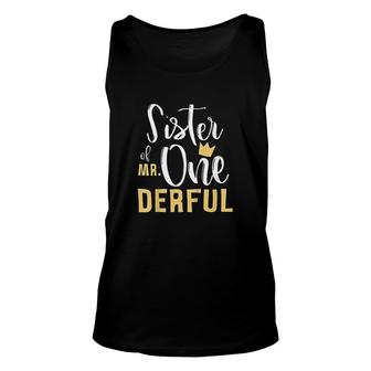 Kids Sister Of Mr Onederful 1st Birthday Onederful Matching Unisex Tank Top - Seseable