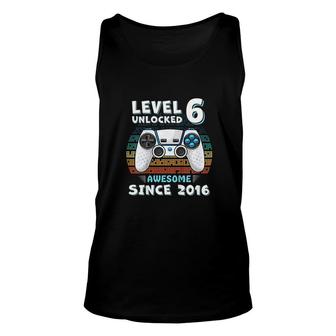Kids Six 6yr BDay Son Boy Funny Gamer 6th 6 Years Old Birthday Unisex Tank Top - Seseable