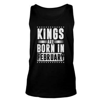 Kings Are Born In February Zodiac Sign Aquarius Pisces Gift Unisex Tank Top | Mazezy