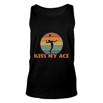 Kiss My Ace Beach Indoor Volleyball Saying Vintage Unisex Tank Top | Mazezy