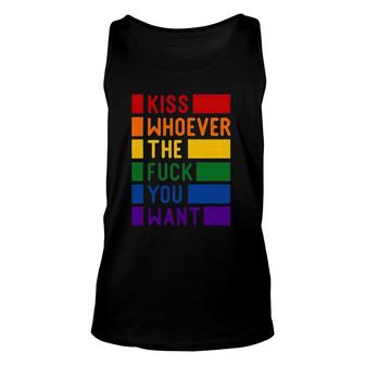 Kiss Whoever The FUck You Want, Gay Pride Lgbt Unisex Tank Top | Mazezy