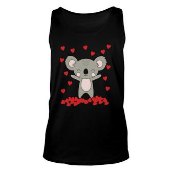 Koala With Hearts Valentine's Day Love Cute Animal Gift Unisex Tank Top | Mazezy